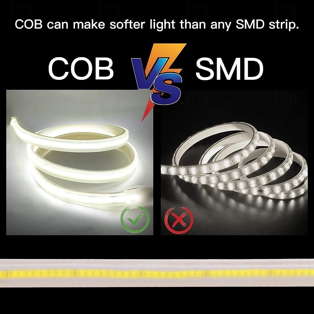 AC 220V COB LED Strip Lights Outdoor Waterproof IP65 White Super Bright 10W/M CRI 80 LED Rope Light With switch plug 2025 - $16.99 –P5