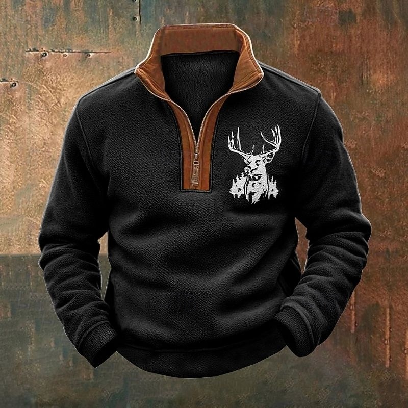 Męskie Bluza dresowa Bluza z zamkiem błyskawicznym Czarny Szary Pół zamek Kolorowy blok Renifer Zamek błyskawiczny do połowy Nadruk Sport i turystyka Codzienny Święto Zabytkowe Moda miejska Codzienny 2026 - $28.99 –P2