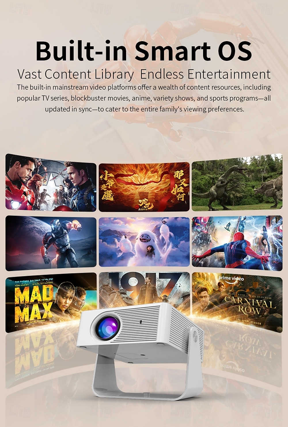 Ultra HD 4k Projector With Native 1080P 150 Lumens Home Theater Smart Android TV Daylight Beam Projectors 5G WIFI New Projecto 2025 - $63.99 –P11
