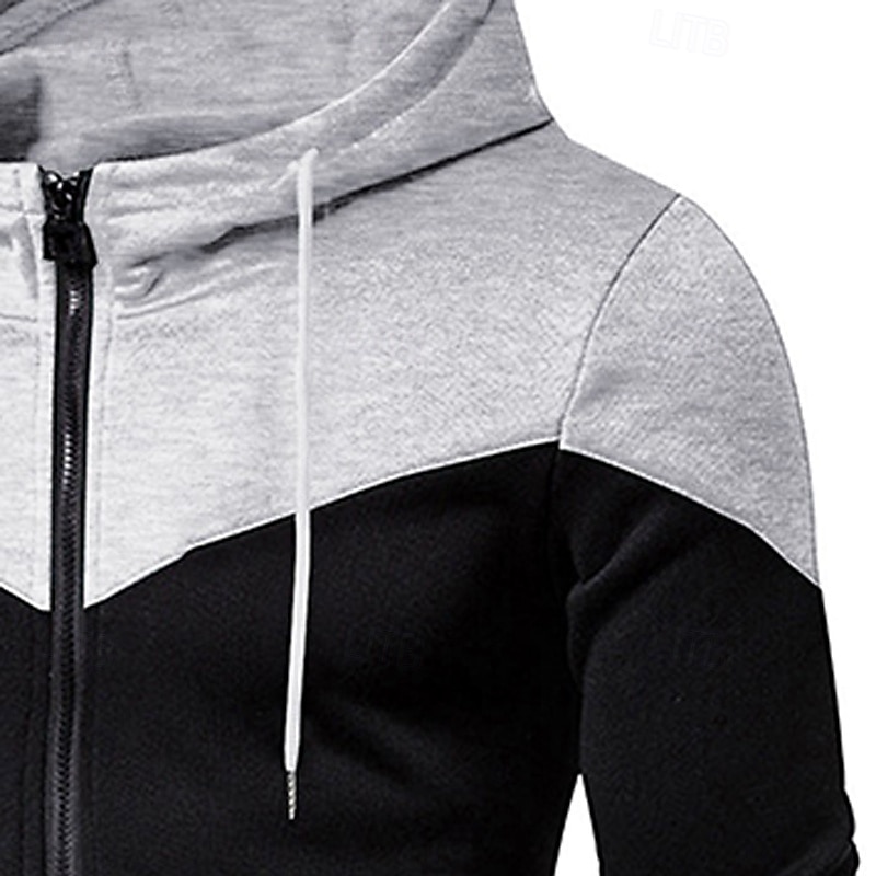 Men's Hoodie Full Zip Hoodie White Burgundy Navy Blue Gray Hooded Plain Patchwork Color Block Sports & Outdoor Casual Daily Streetwear Cool Designer Spring &  Fall Clothing Apparel Hoodies 2025 - $23.99 –P7