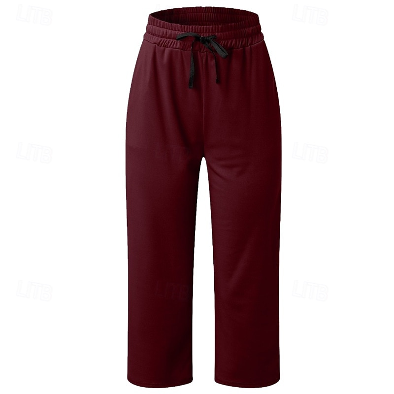 Femmes Jambe large Chinos Occasionnel Longueur mollet Naturel Uni in in france they say Pontalon wide leg Confortable Respirabilité Décontracté Quotidien Noir Blanche Vin Vert Véronèse Printemps de 2025 ? $16.99 –P12