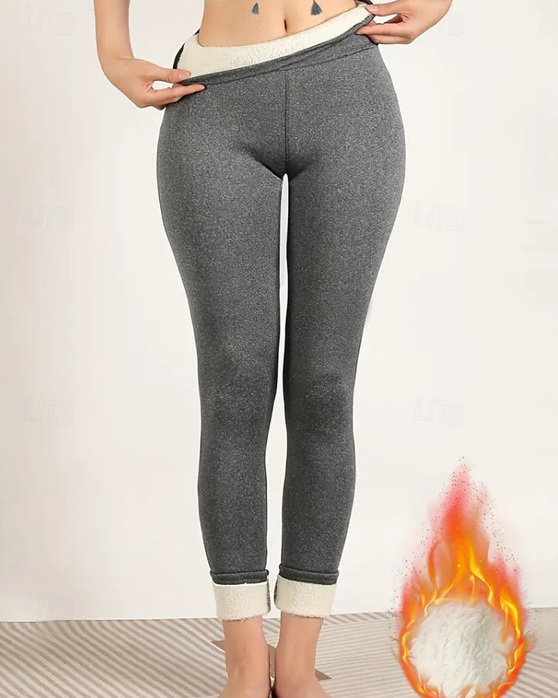 Per donna Pantaloni in Pile Pantaloni Eleganti Leggings Streetwear Casual Lunghezza intera Naturale Semplice Elastico in vita Calore Termico Comodo Vacanza Uscire Nero grigio Grigio Grigio chiaro del 2025 a $18.99 –P14