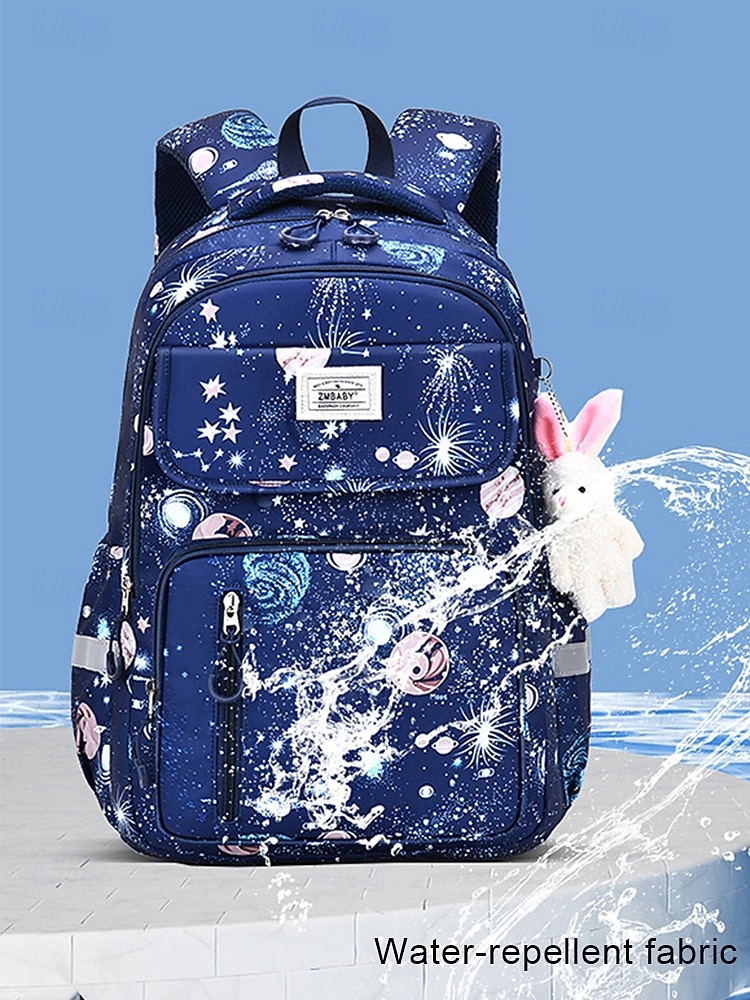 Kids Galaxy Print Backpack with Bunny Charm, Waterproof Large Capacity School Bag for Elementary Students and Daily Use 2026 - $32.99 –P6