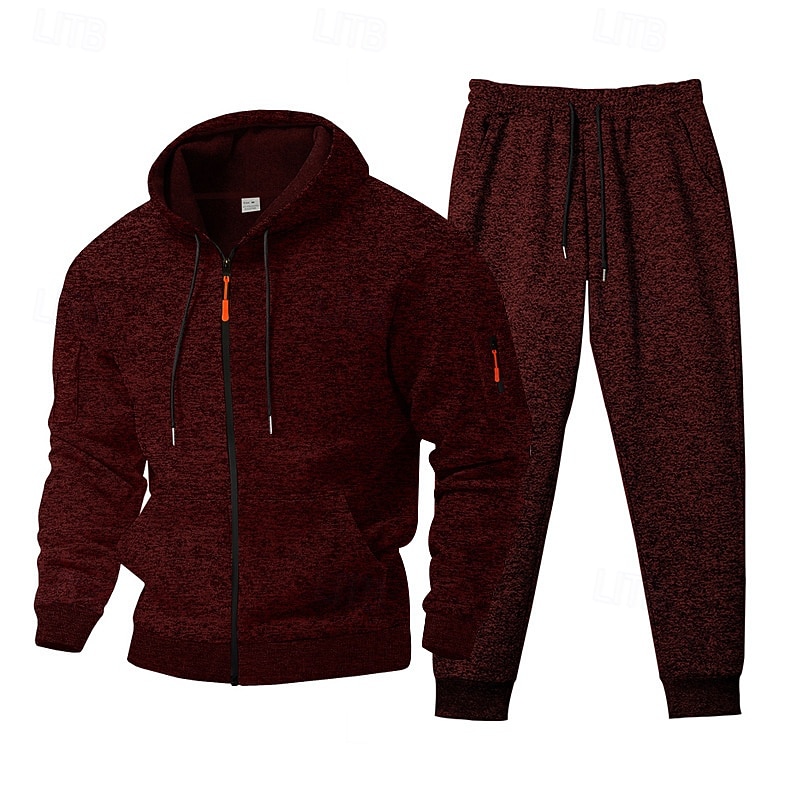 Per uomo Tuta da Ginnastica Set di abiti Set di felpe con cappuccio Felpa con Cappuccio All'aperto Quotidiano Sportivo Con zip Tasca Coulisse Semplice Rosso bordeaux Blu Grigio chiaro Poliestere del 2025 a $55.99 –P10