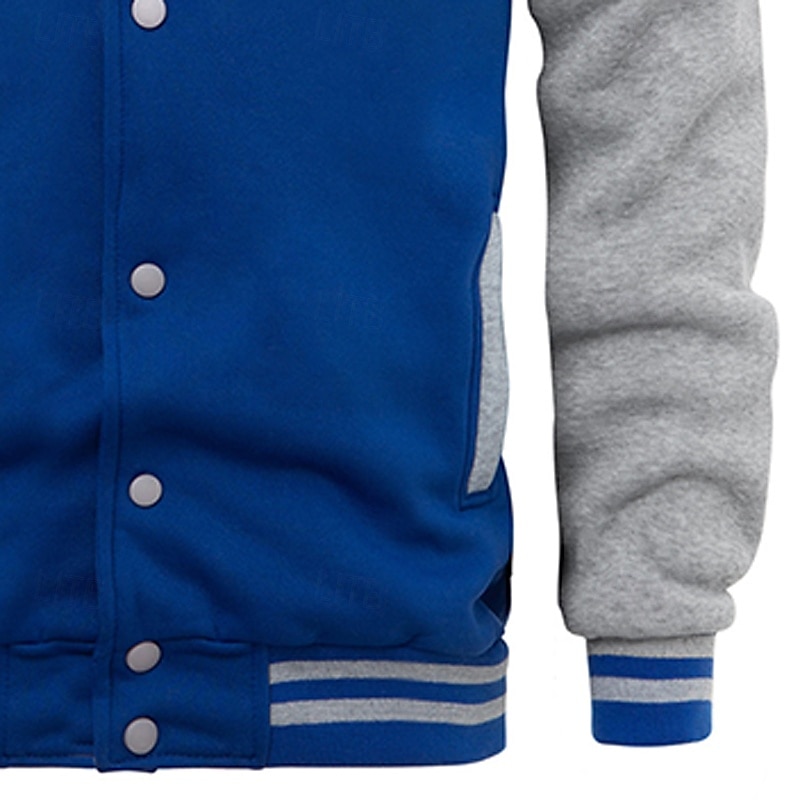 Per uomo Maglia Felpa con cappuccio abbottonata Blu marino Blu Grigio chiaro Grigio scuro Colletto Mao Semplice Patchwork Blocco di colore Sport & Outdoor Casuale Quotidiano Streetwear Cool del 2026 a $28.99 –P7