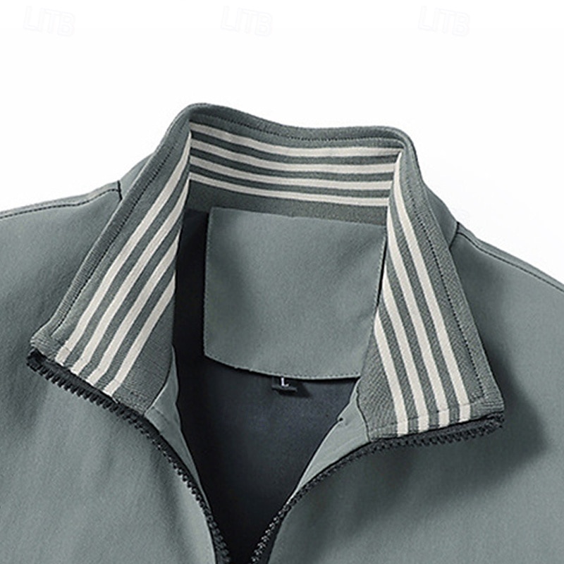 Men's Lightweight Jacket Casual Jacket Vacation Daily Pocket Spring Fall Plain Fashion Classic Stand Collar Regular Black Green Beige Jacket 2025 - $23.99 –P3