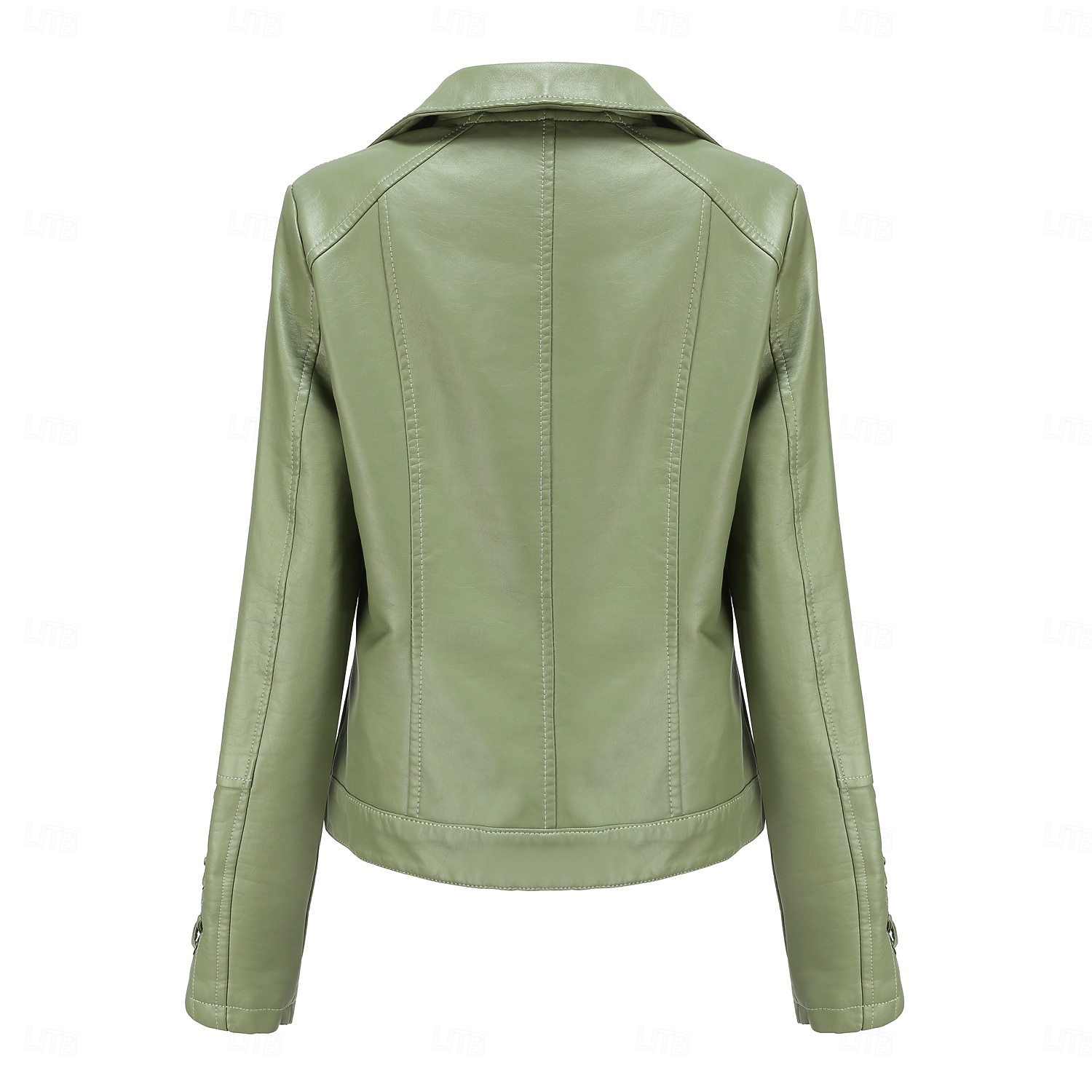 Women's Faux Leather Jacket Comfortable Full Zip Fashion Street Style Plain Outdoor Casual Daily Regular Turndown Regular Fit Long Sleeve Outerwear Black Red Green Spring Fall 2025 - $43.99 –P14