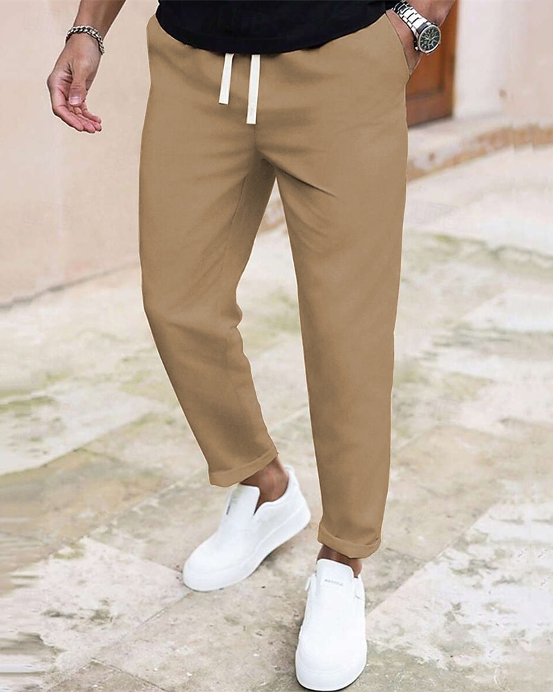Pánské Upnuté Kalhoty Kalhoty chinos Šňůrky Kapsy Bez vzoru Pohodlné Po kotníky Denní Obchod Práce Módní Klasický styl Vodní modrá Černá Lehce elastické 2026 - $18.99 –P11
