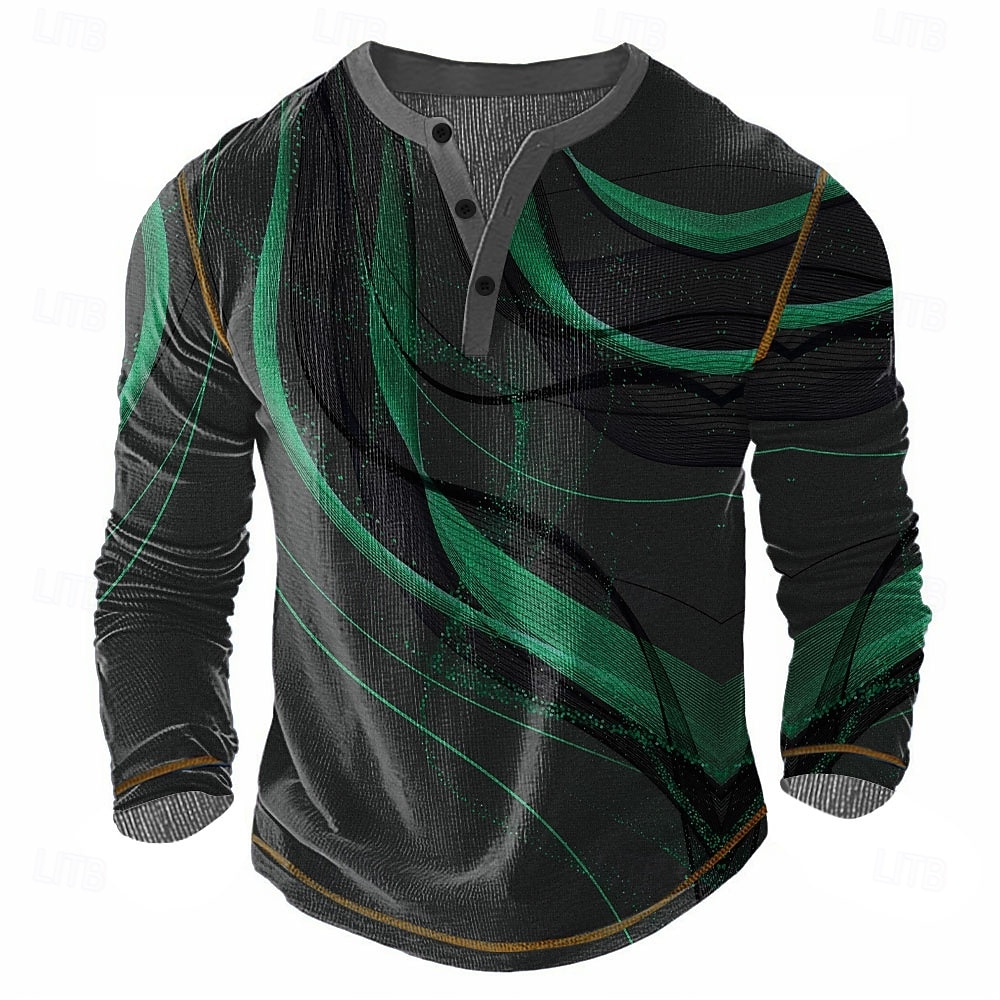 Per uomo Astratto Maglia Henley Maglietta a nido d'ape Manica Lunga Vintage Quotidiano Retrò Vintage Sport all'Aperto Casuale Ferie Primavera & Estate Tutte le stagioni Blu Giallo Verde Rosso Grigio del 2026 a $25.99 –P4