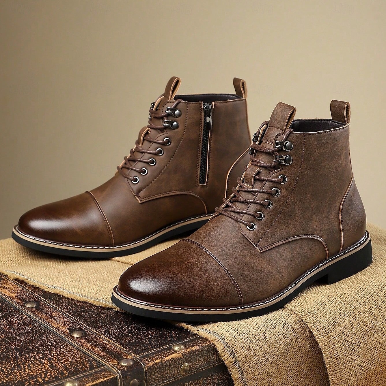 Bottines à lacets vintage pour homme – bottines à bout droit avec coutures classiques pour le travail, le week-end et l'automne de 2025 ? $54.99 –P11