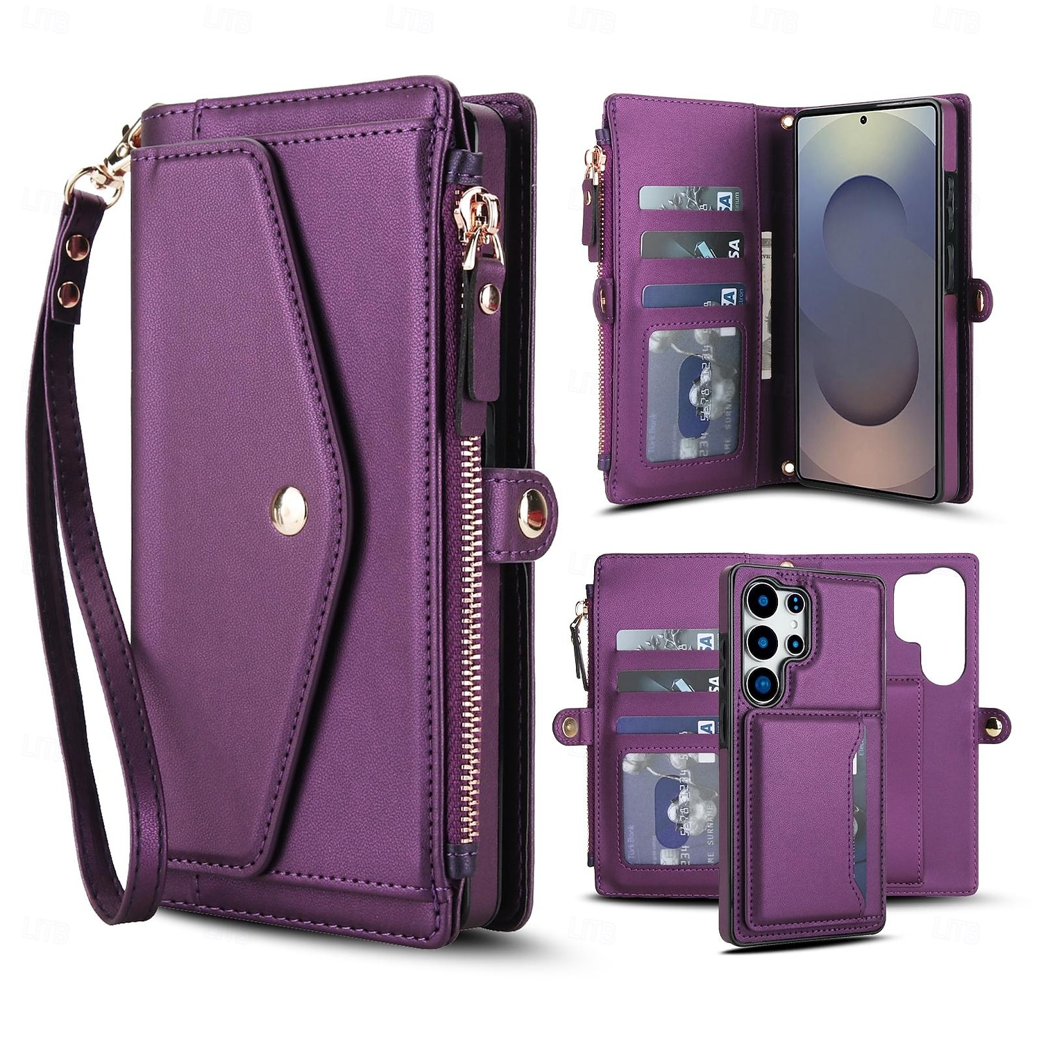 teléfono Funda Para Samsung galaxia S25 S25 Más S25 Ultra S24 Plus S24 S24 Ultra Plus S24 FE A14 A72 A73 Tarjetas billetera Cremallera con cordón Ranura para tarjetas Retro TPU Cuero de PU 2025 - $27.99 –P1