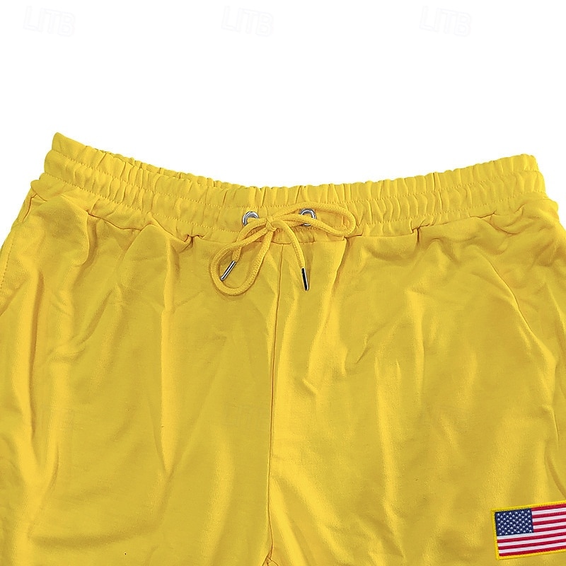 Herr Atletiska byxor Joggingbyxor Joggare Långbyxor Ficka Elastisk midja Snörning Amerikanska flaggan Komfort Utomhussport Dagligen Mode Ledigt Svart Gul Microelastisk 2025 - $18.99 –P5