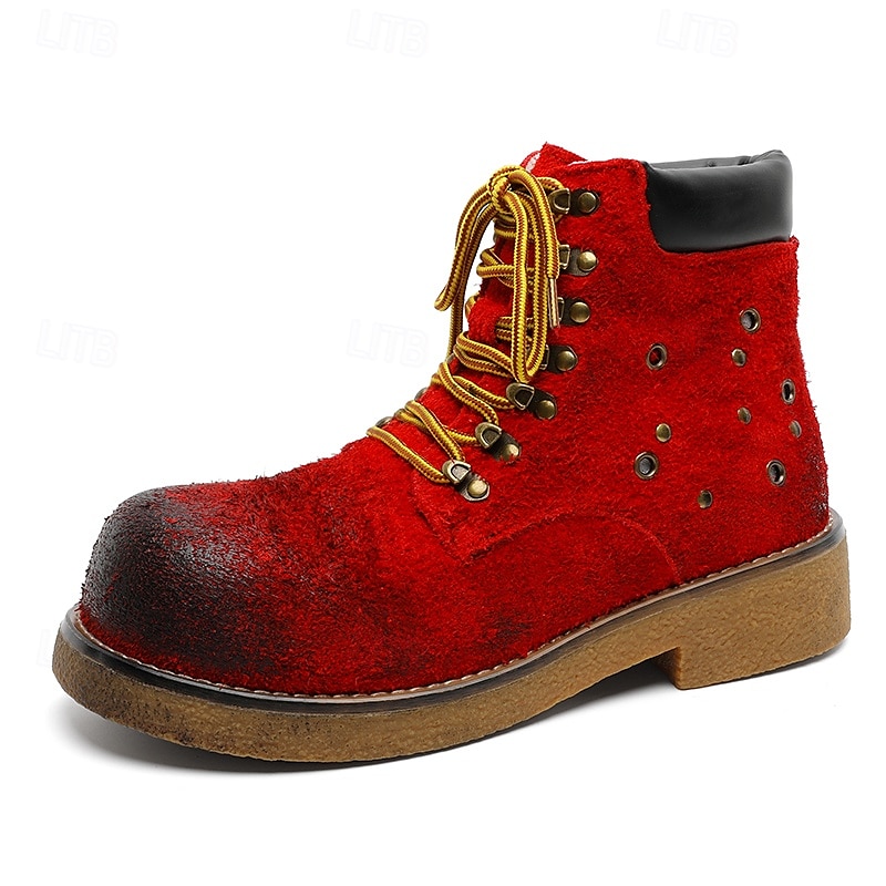 Bottines à lacets en daim vert pour homme – chaussures de travail vintage pour l'extérieur, idéales pour la randonnée automnale, le jardinage et le quotidien de 2025 ? $69.99 –P3