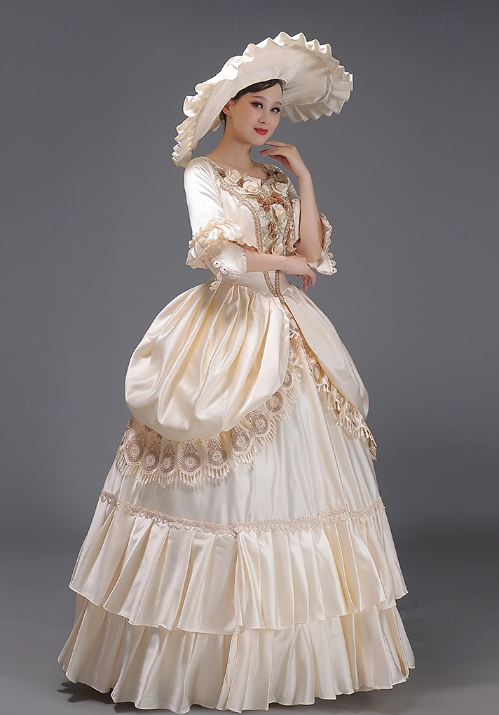 ancien Rococo Renaissance Maxi Robe Normal Juliette Princesse Mariée Plissé Volanté Princesse Col rond Déguisement Femmes Halloween Carnaval Mascarade Soirée Halloween Performance Adultes de 2026 ? $263.59 –P10