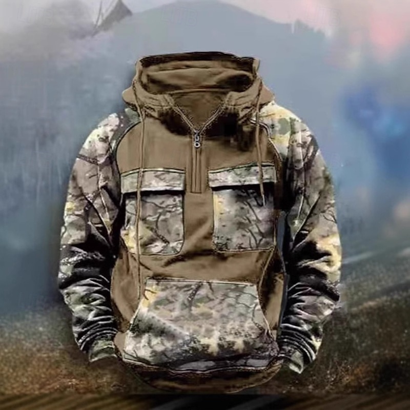 Hombre Sudadera Sudadera con capucha y cremallera de un cuarto Sudadera táctica con capucha Negro Verde Ejército Burdeos Azul Real Caqui Con Capucha Color Camuflaje Retazos Deporte Casual Diario Ropa 2025 - $27.99 –P5