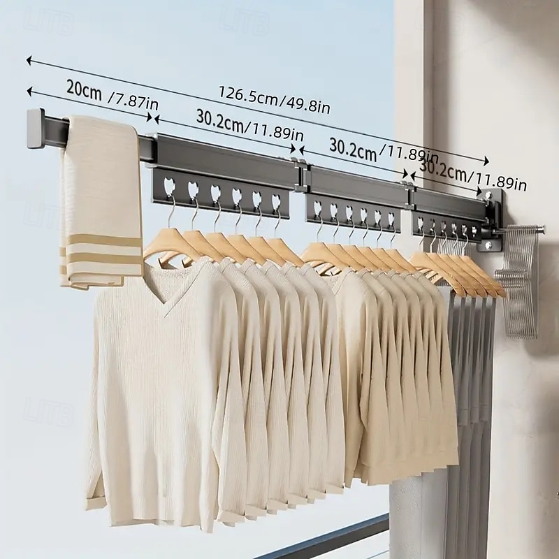 3/4 Fold Wall-Mounted Clothes Drying Rack with Rotating Design Space-Saving Foldable Clothes Hanger for Balcony, Laundry Room, Bathroom 2025 - $43.99 –P13