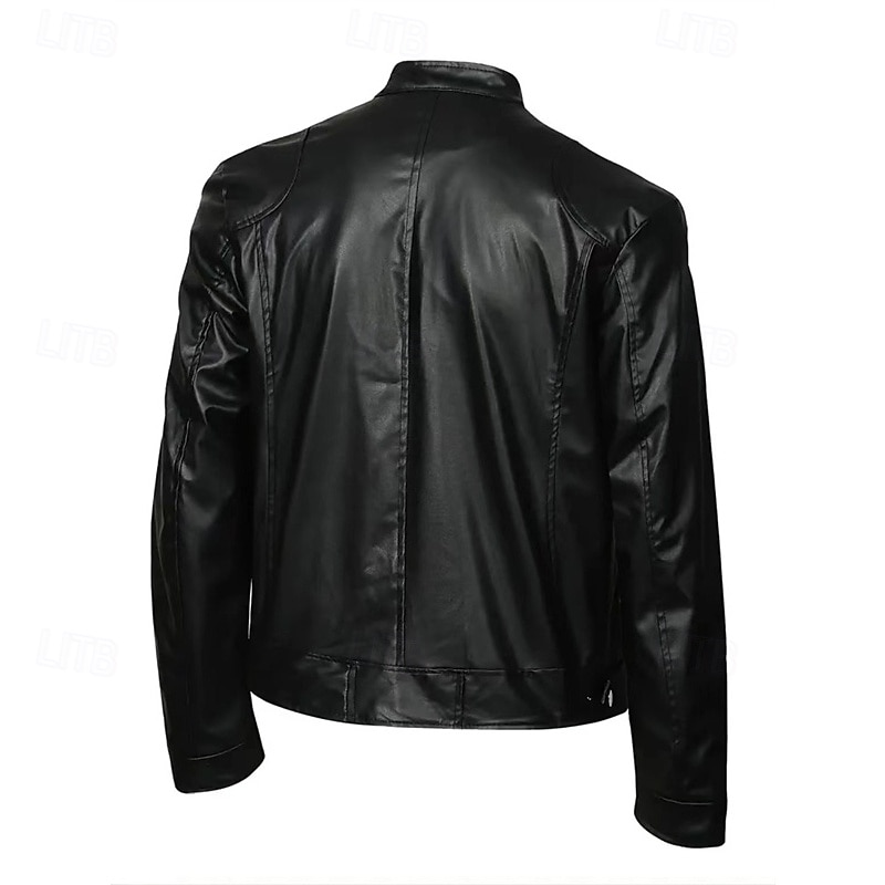 Homme Veste en Similicuir Veste moto Blouson de Moto Vacances Quotidien Coupe-vent Chaud Fermeture éclair Automne Hiver Uni Mode Classique Col montant Régulier Noir Rouge Bleu Roi Bleu Vert foncé de 2025 ? $44.99 –P5