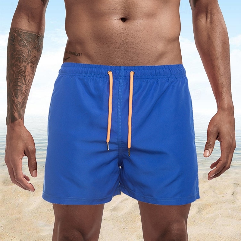 Homens Calção Justo de Natação Shorts de Natação Bermuda de Surf Tecido Secagem Rápida Respirável Cintura elástica Com Cordão Férias Praia Havaiana Casual Azul Lago Preto de 2025 por $13.99 –P14