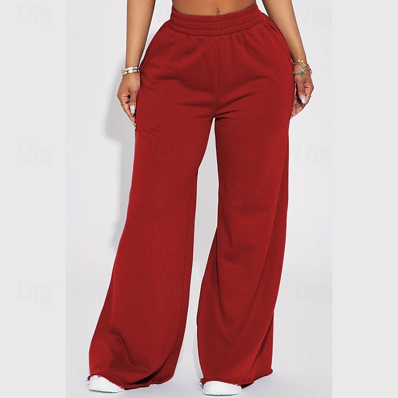 Mujer Perneras anchas Chinos Casual Medio corto Cintura Media Plano Perneras anchas Cintura elástica Confortable Transpirabilidad Deporte Casual Diario Negro Amarillo Rosa Vino Primavera Otoño Holgado 2025 - $22.99 –P14