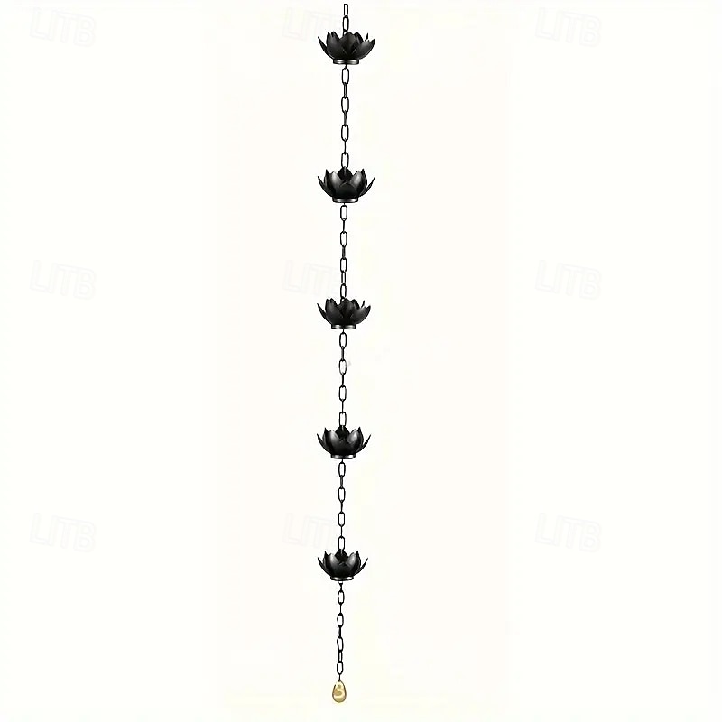 Corrente coletora de chuva de lótus dourada de 47 polegadas para calhas externas com adaptador para fluxo de água eficiente &Protetor de calha anti-respingos para decoração de jardim, drenagem de de 2025 por $46.99 –P16