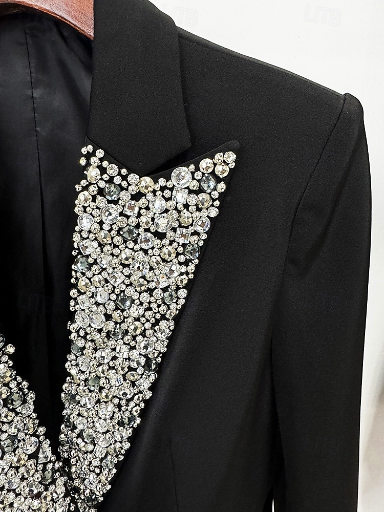 Couture styl krystaly zdobené dvouřadé sako mini smokingové šaty pouzdrové / sloupcové večerní šaty elegantní šaty formální večerní párty špičková klopa a kapsy 2025 2025 - $148.99 –P3