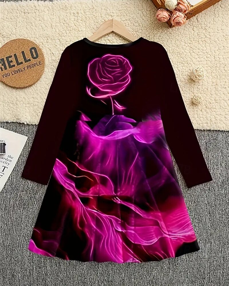 Mädchen' 3D Blume Kleid Langarm Sommer Frühling Urlaub Täglich Ferien Prinzessin Schön Süß Kinder 4-12 Jahre Freizeitkleid A Linie Kleid Knielang Normale Passform 2025 - $16.99 –P3
