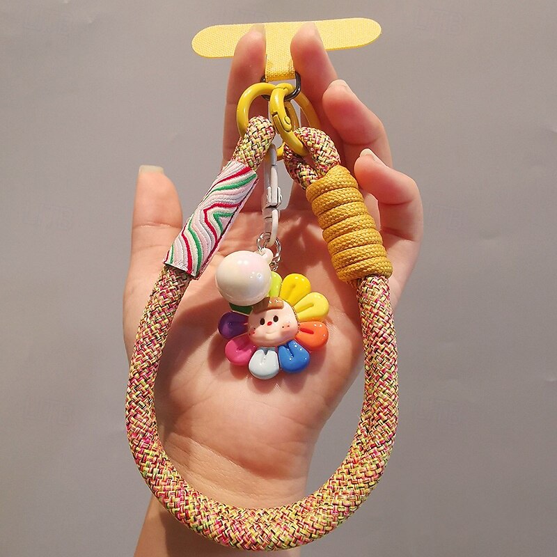 Corde courte imprimée pour téléphone portable, pendentif fleur, corde tissée courte à double usage, corde de suspension robuste pour voyage en plein air pour hommes et femmes de 2025 ? $6.99 –P4