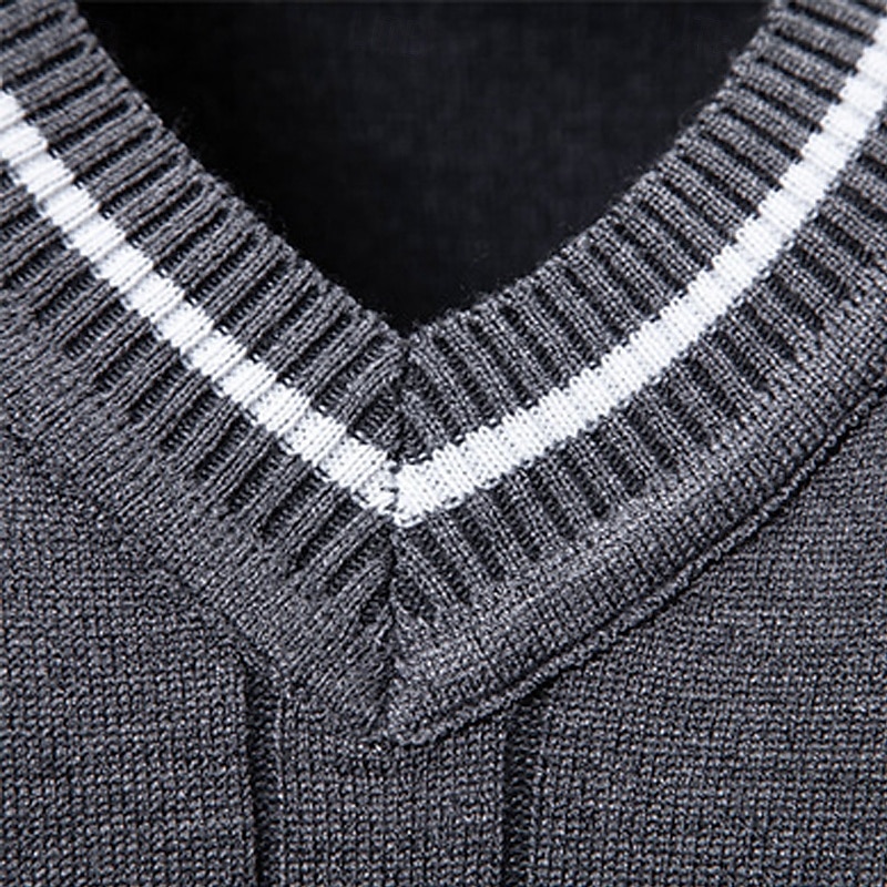 Herre Genser Genser vest Pullover genser Vest Riflet Strikke Vanlige topper Strikket Slank passform عادي V-hals Strikketøy Moderne Avslappet Dagligdagstøy Klær Høst Svart Hvit L XL 2XL 2025 - $21.99 –P7