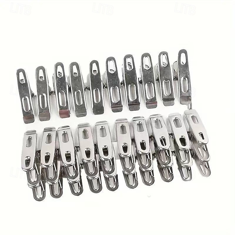100 stk. klesklyper i rustfritt stål, sklisikre, vindtette klesklyper i metall, slitesterke rustbestandige klesklyper for innendørs bruk &utendørs bruk, sokkeorganiseringsknagger med sterkt grep 2026 - $16.49 –P5