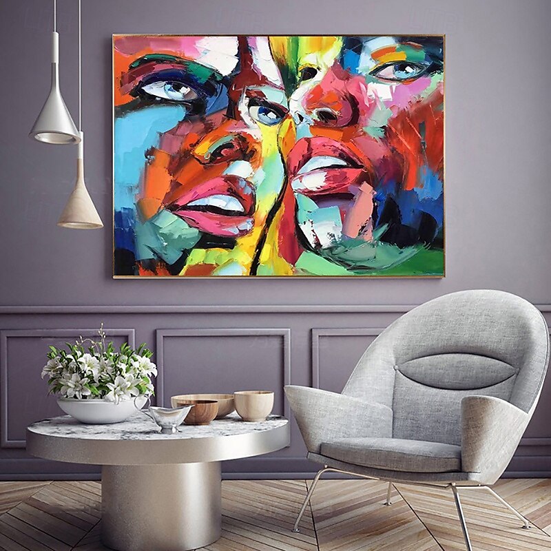 handgefertigtes Ölgemälde auf Leinwand, Wandkunst, Dekoration, modernes abstraktes Gesicht für die Inneneinrichtung, gerolltes, rahmenloses, ungedehntes Gemälde 2025 - $69.99 –P5
