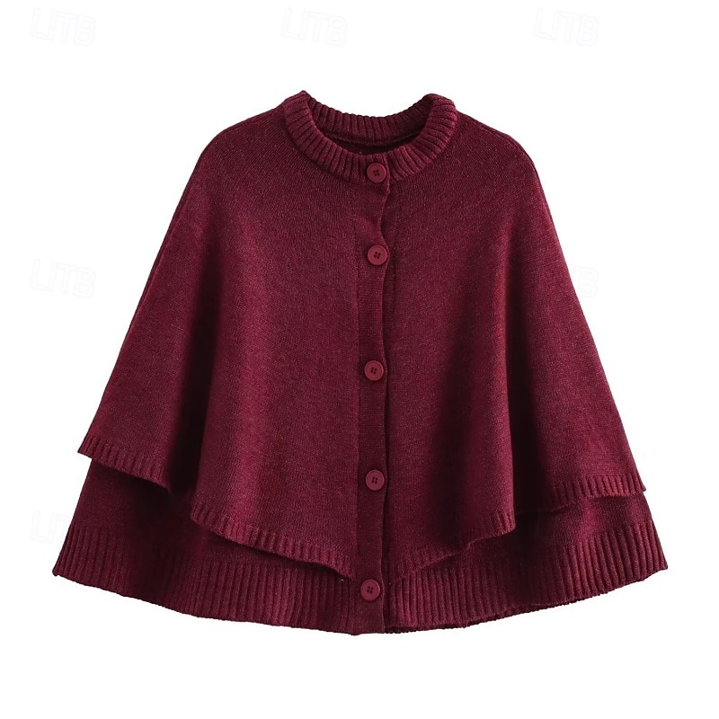 Damen Kappe Mode Lässig Weich Einfarbig Gerippt Rundhalsausschnitt Knöpfe Gestrickt Langarm Normale Oberteile Stricken Outdoor Täglich Wochenende Schwarz Weiß Herbst Winter 2025 - $47.99 –P8