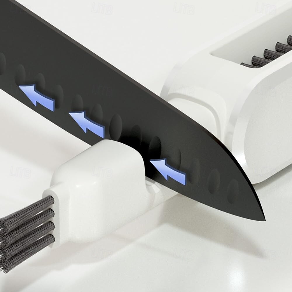 Brosse de nettoyage de couteaux 4 en 1, brosse à récurer pour couteaux et couverts, brosse douce double face pour couteau, lame, fourchette, baguettes, outil de nettoyage, brosse multifonctionnelle de 2025 ? $10.99 –P6