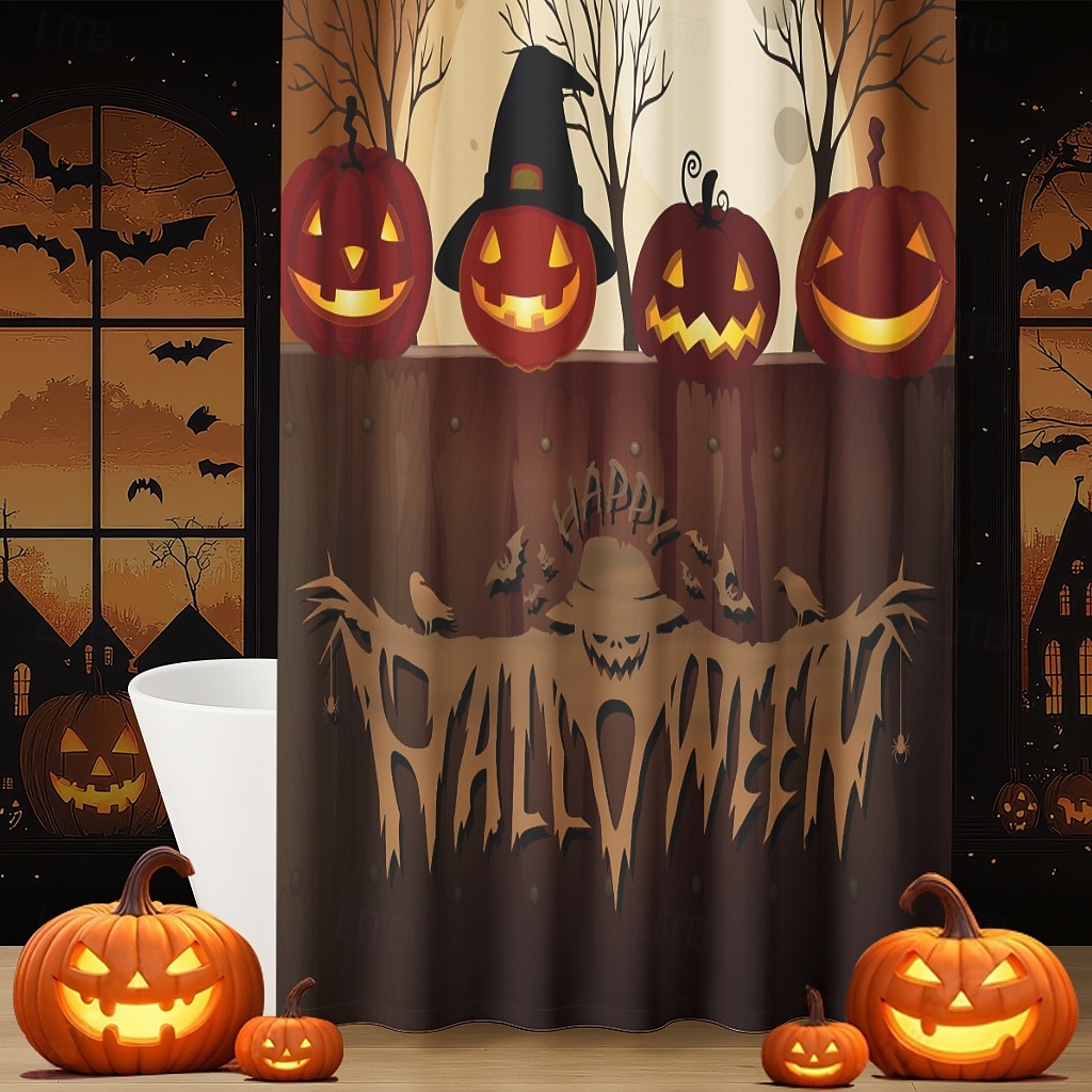 Rideau de douche d'Halloween avec crochets en polyester lavable et imperméable, décoration de salle de bain et baignoire de 2025 ? $21.99 –P33