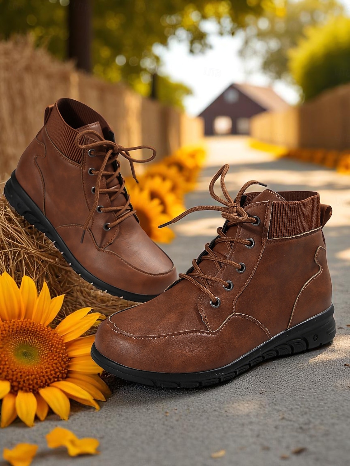 Bottines à lacets pour femmes avec col côtelé – des chaussures d'extérieur élégantes pour les visites à la ferme, les champs de tournesols et les promenades d'automne de 2025 ? $26.99 –P1