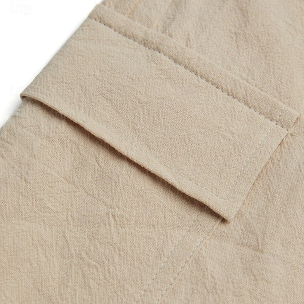 Per uomo Pantaloncini cargo Shorts di Lino Pantaloncini Estivi Shorts da Spiaggia Elastico in vita Coulisse Multi-tasche Semplice Comodità Traspirante Lunghezza al ginocchio All'aperto Quotidiano del 2025 a $33.99 –P6