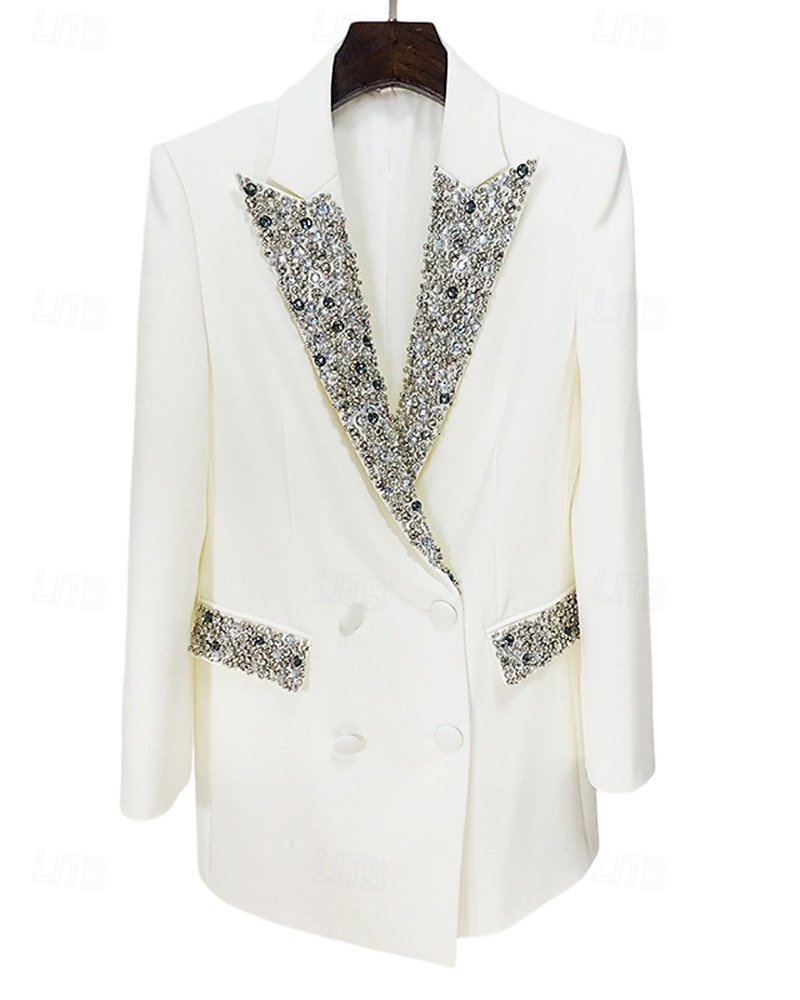 Couture styl krystaly zdobené dvouřadé sako mini smokingové šaty pouzdrové / sloupcové večerní šaty elegantní šaty formální večerní párty špičková klopa a kapsy 2025 2025 - $148.99 –P5
