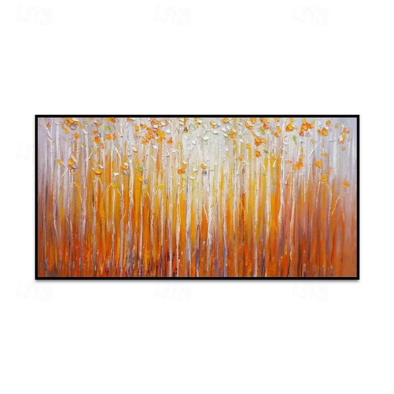Handmade Oil Painting Canvas Wall Art Decoration Abstract Orange Wooded ...
