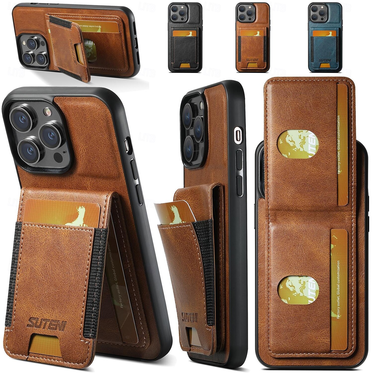 Handy Hülle Handyhüllen Für iPhone 16 iPhone 16 Plus iPhone 16 Pro iPhone 16 Pro Max iPhone 15 iPhone 15 14 Pro Max Plus iPhone 14 Plus iPhone 13 Pro Max Rückseite Mit Ständer Kartenfach Stoßfest 2025 - $22.99 –P6