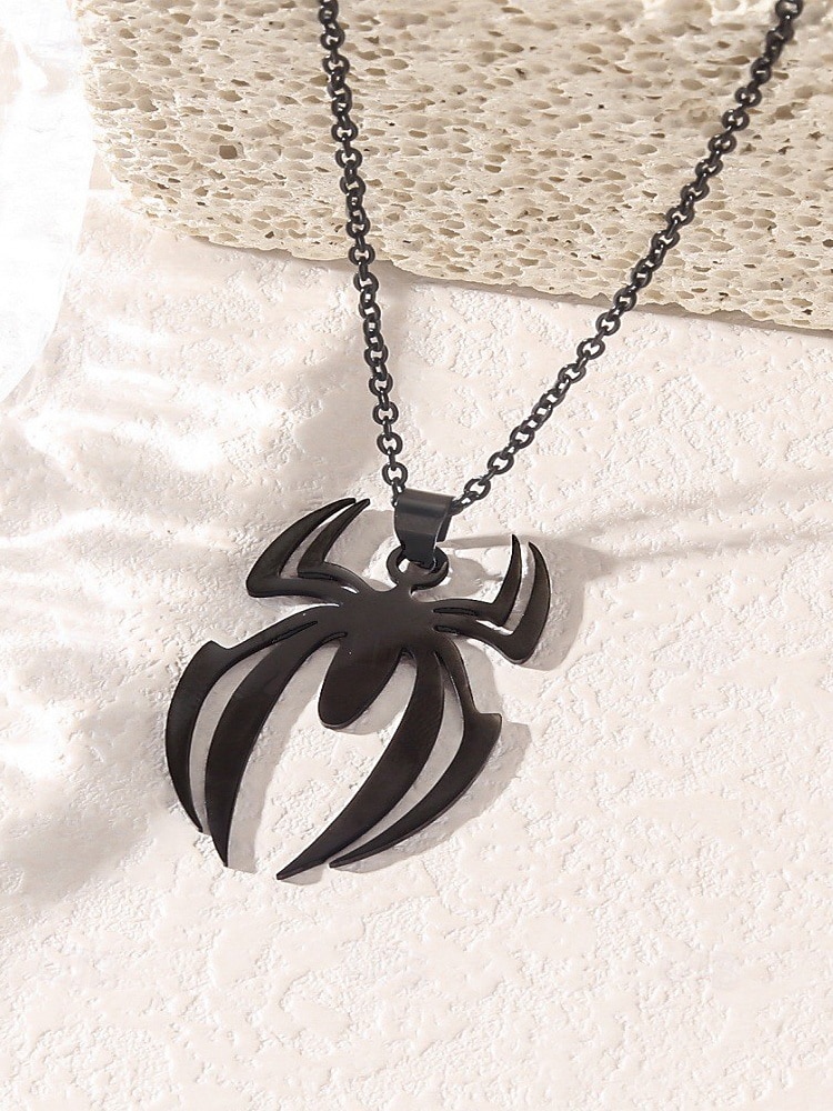 Herren-Halloween-Halskette mit Spinnenanhänger – Legierungsmaterial, leicht, minimalistischer Gothic-Stil, perfekt für Partys, Cosplay und Kostümzubehör für den Urlaub 2025 - $9.99 –P8