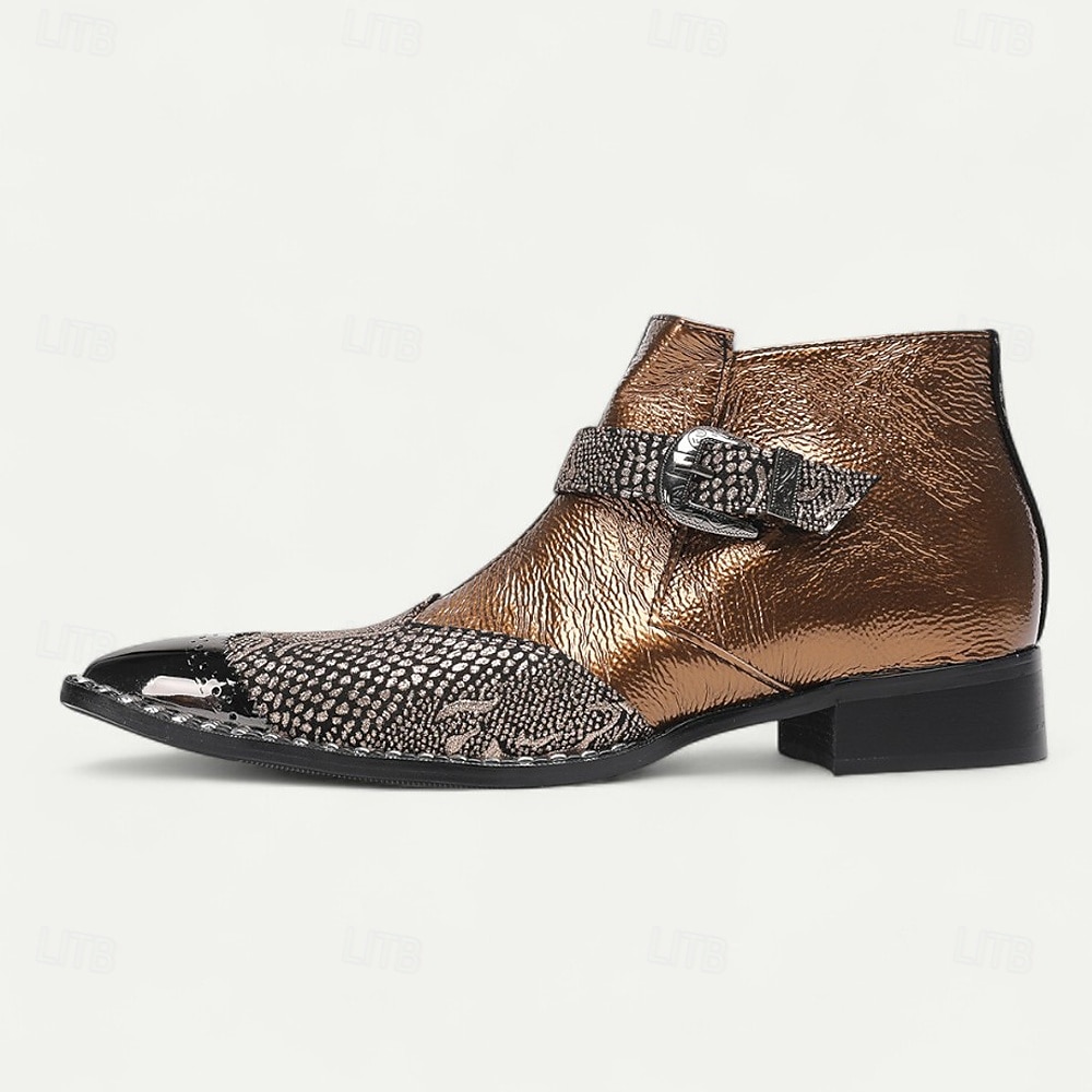 Men's Brown Snakeskin Boots - Luxury High-Quality Cowhide Ankle Boots for Stylish Men - Perfect for Formal Events, Night Out and Fashion Shows 2025 - $149.99 –P3