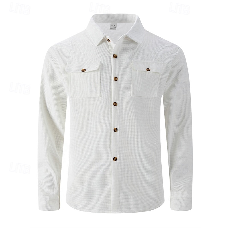Homme Veste Légère Veste gaufrée Veste Décontractée Vacances Quotidien Respirant Avec Poches Printemps Automne Uni Mode Classique Revers Régulier Noir Blanche Vin Vert foncé Kaki Veste de 2025 ? $26.99 –P3