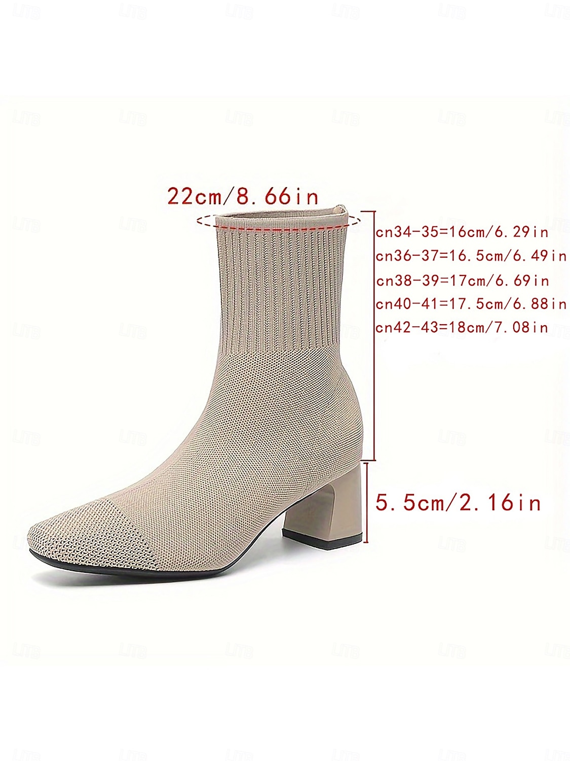 Marineblaue Strick-Sockenstiefel für Damen – spitze Stretch-Stiefeletten mit Blockabsatz für elegante Alltags- und Herbstoutfits 2025 - $46.99 –P5