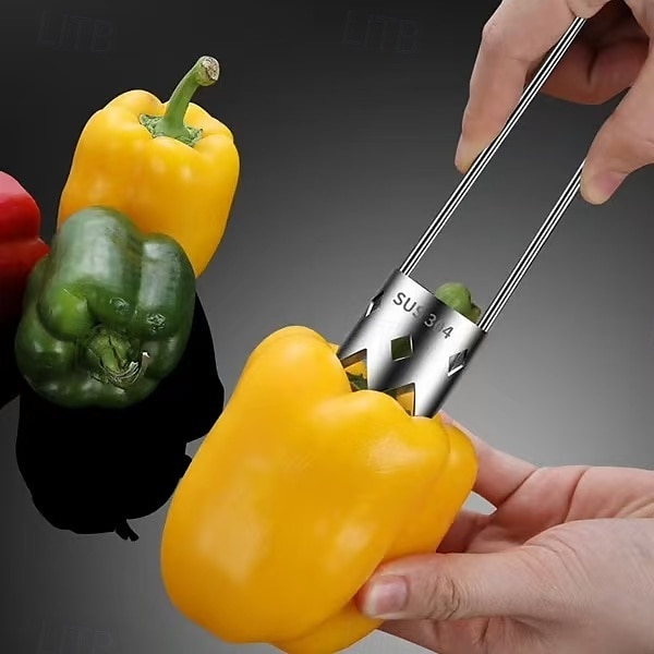 Lot de 3 vide-pomme multifonctions en acier inoxydable pour pommes, poivrons, melon amer, ustensile de cuisine indispensable avec trou de suspension de 2025 ? $13.99 –P3