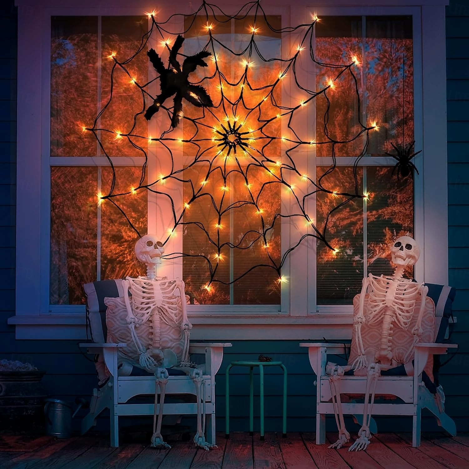 1 τεμάχιο διάμετρος 1m 70 χάντρες led για το Halloween με ιστό αράχνης, ανοιχτό μωβ πορτοκαλί, ζεστό φως, κουτί μπαταρίας usb, τροφοδοτικό, τηλεχειριστήριο, εσωτερικός και εξωτερικός χώρος, πάρτι, 2025 - $20.99 –P10