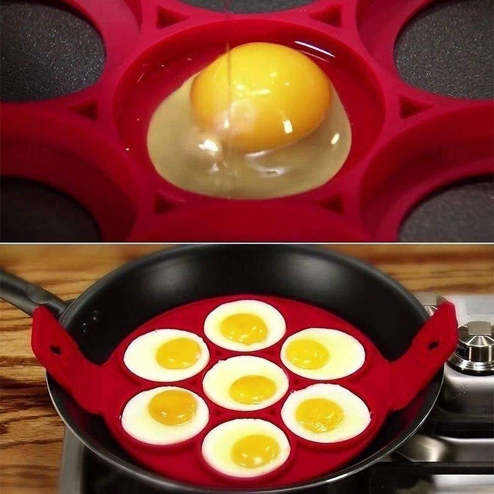 Non Stick Silicone Pancake Mold Ring Seven Hole Egg Ring for Cooking High Temperature Resistant Round Mold for Fried Eggs Pancakes and Baking Kitchen Tool 2025 - $11.99 –P8
