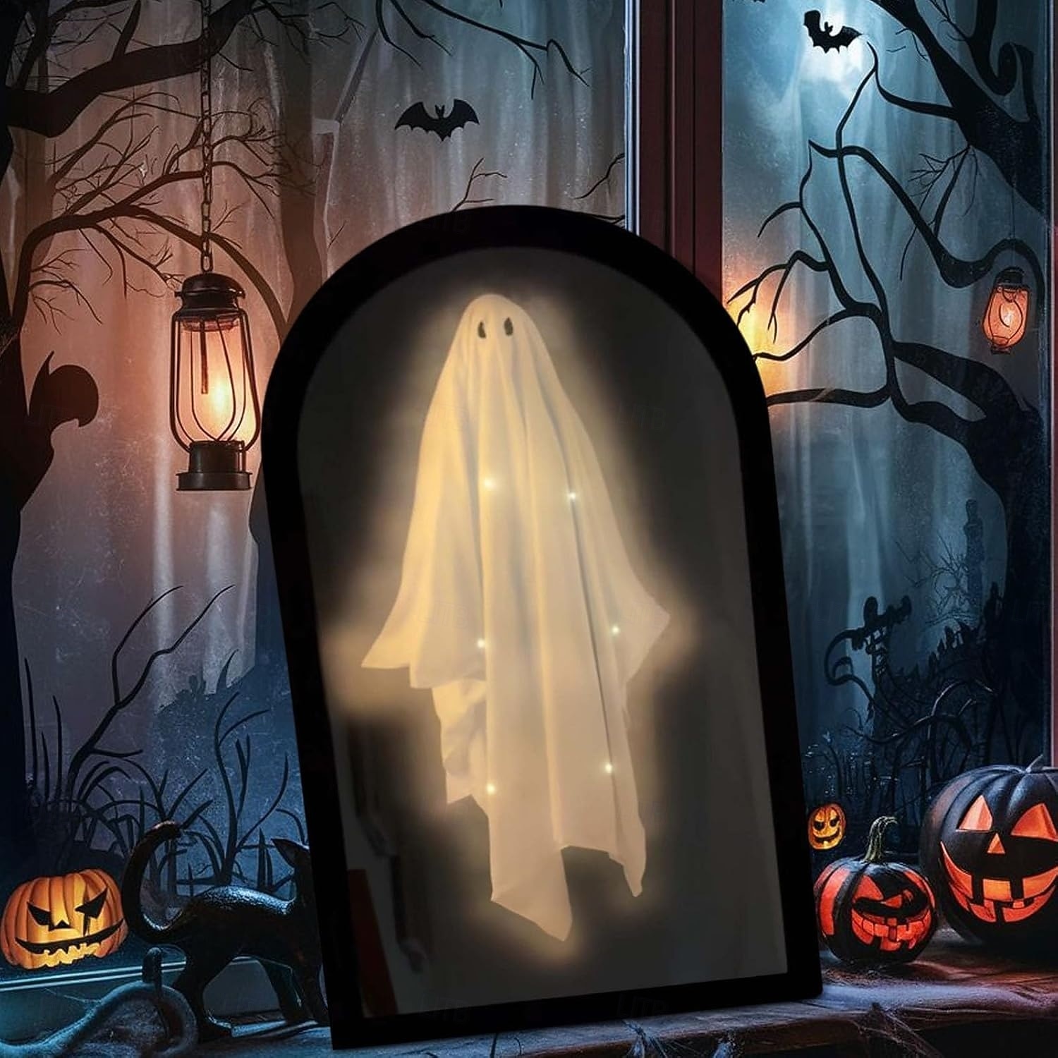 Miroir Fantôme Holographique Halloween - 35 Cm, LED, Décoration Effrayante Pour Intérieur, Maison Hantée - 4