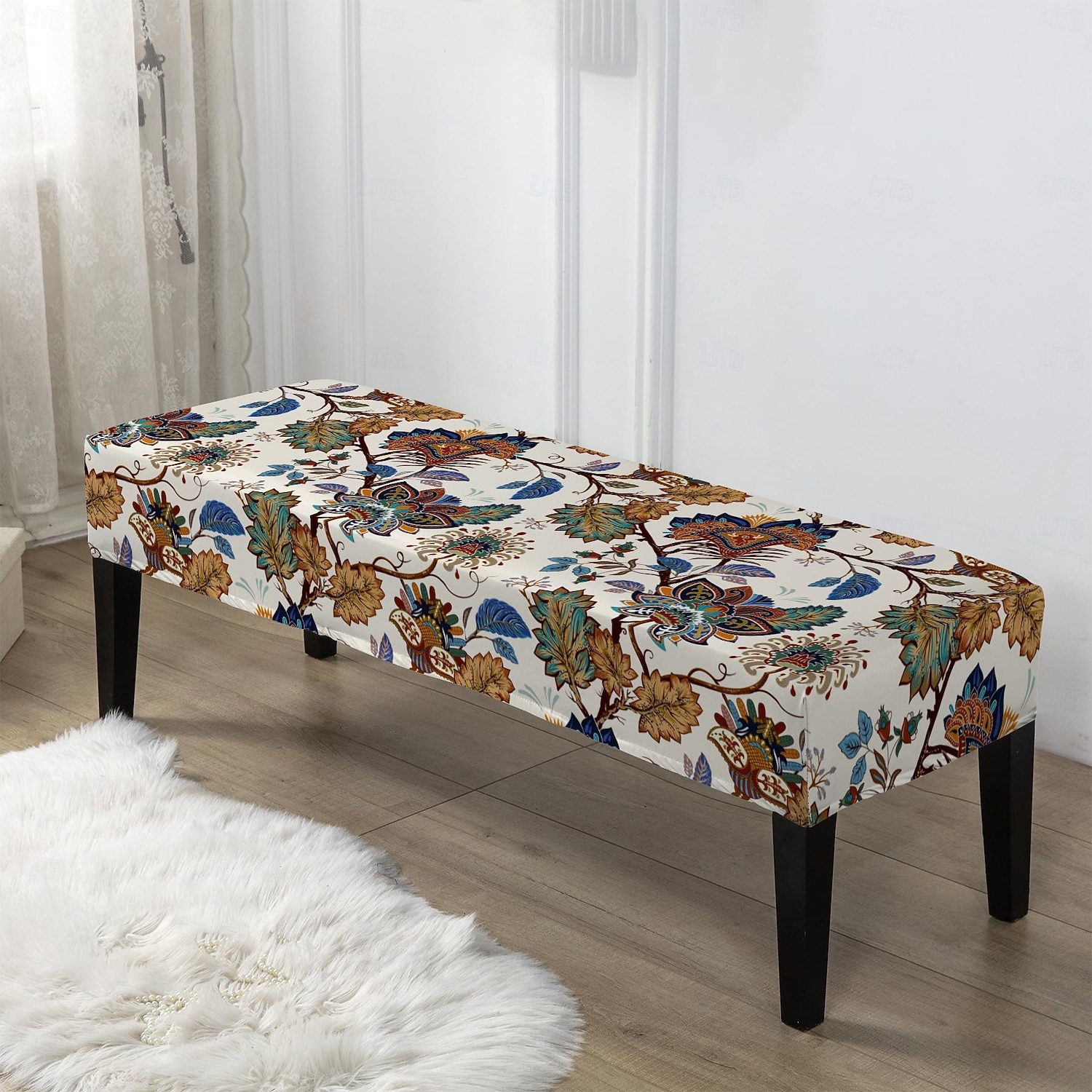 Bedruckte Stuhlhussen und Bankhussen-Sets für Esszimmerstühle, bestehend aus 5 Stück, 4 Stuhlhussen und 1 Bankhusse 2026 - $30.99 –P3