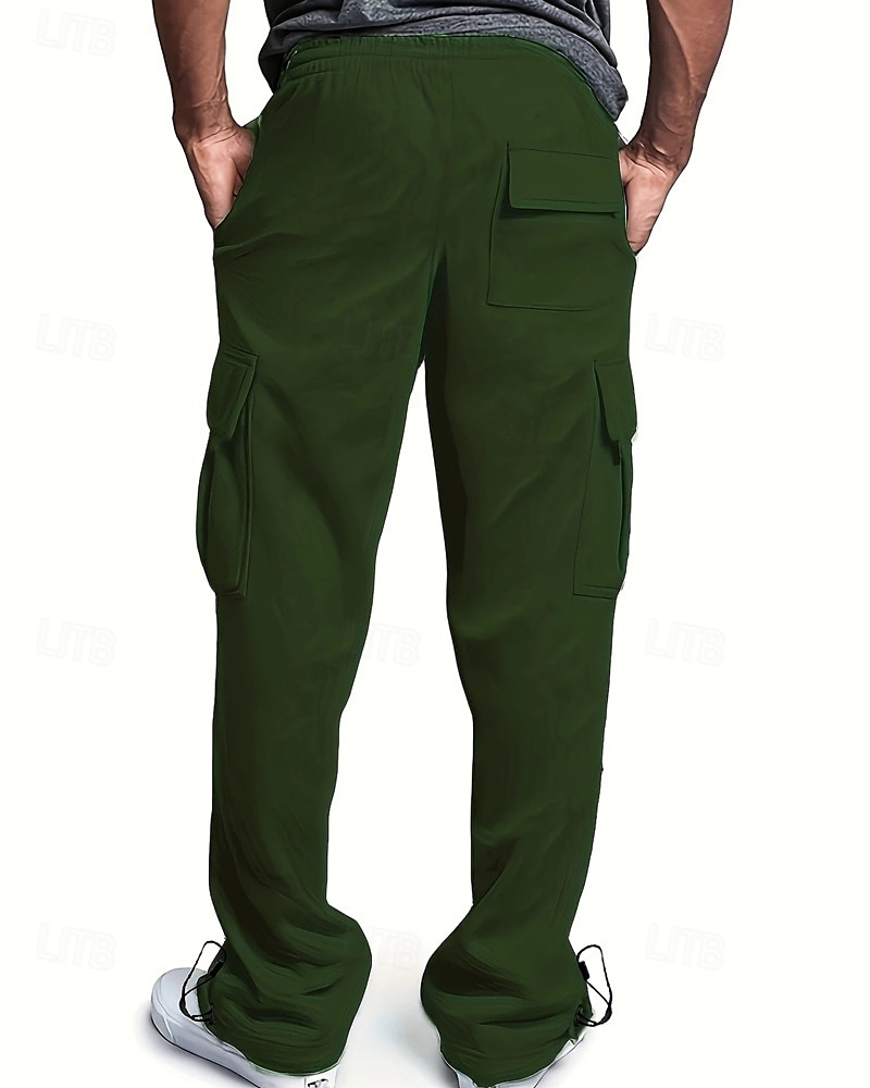 Multi-pakketten 3 stuks Voor heren Zwart + grijs + blauw Joggingbroek met wijde pijpen Broek Elastische taille Trekkoord Effen Vakantie Alledaagse kleding Polyester Lente 2025 - $35.99 –P6