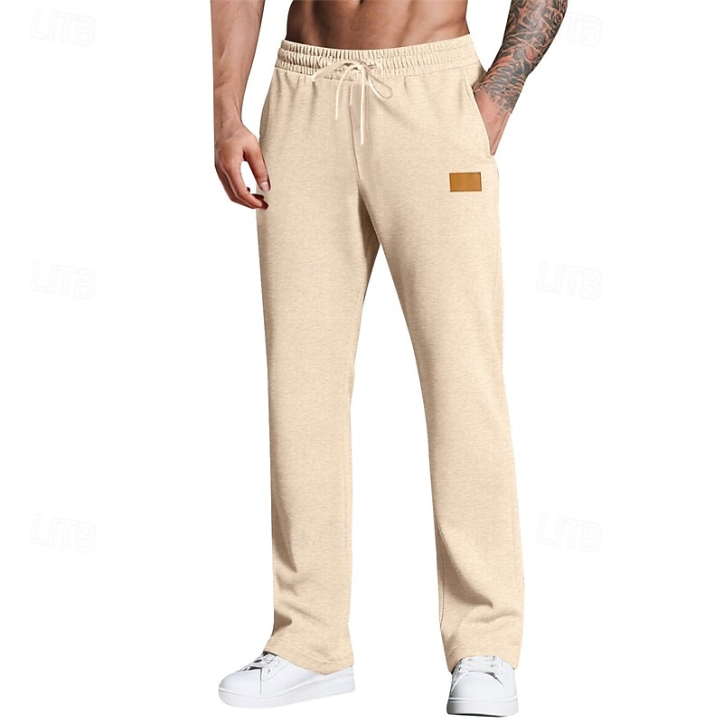 Herr Joggingbyxor Långbyxor Träningsbyxor med raka ben Ficka Elastisk midja Snörning Slät Komfort Utomhussport Dagligen Mode Ledigt Svart Vit Microelastisk 2025 - $17.99 –P9