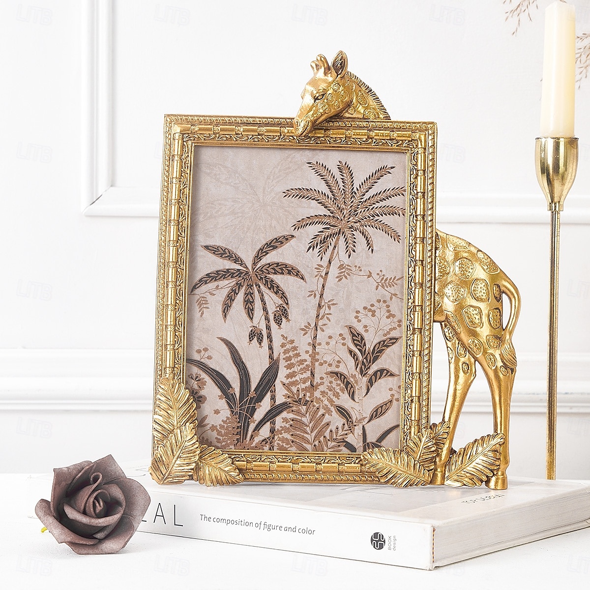 Cadre photo décoratif rectangulaire en résine dorée en forme de girafe, cadre en résine pour un affichage chaleureux des photos de bureau, idéal pour la décoration intérieure et les accessoires de de 2025 ? $20.99 –P8
